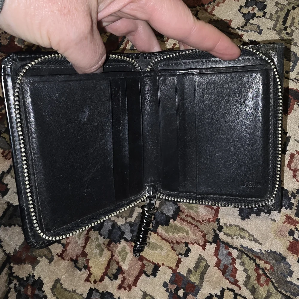 Loewe Black Leather Zip Around Wallet